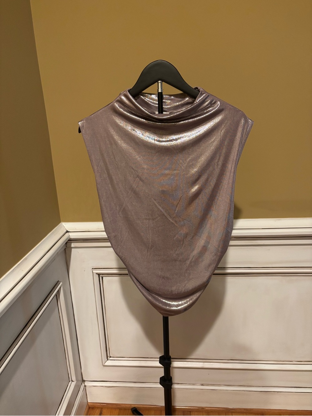 Maeve Shimmery Lavender Draped Cowl Neck Top